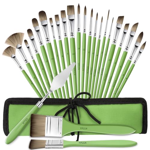 Paint Brushes Set of 25 Pieces Wooden Handles Brushes (25 Count)
