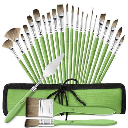 Paint Brushes Set of 25 Pieces Wooden Handles Brushes (25 Count)