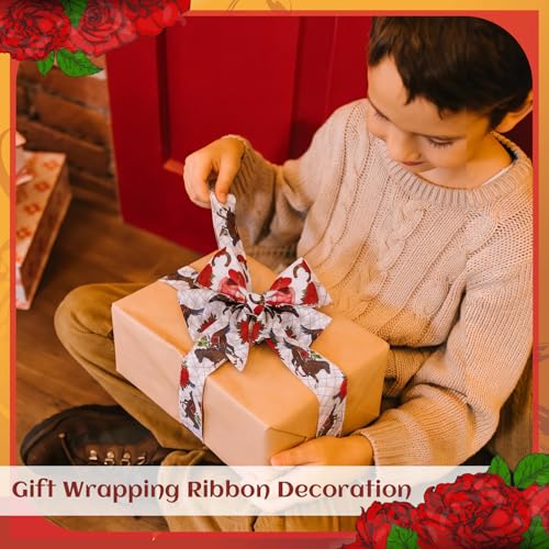 12 Rolls Horse Racing Wired Edge Ribbon for Wreaths Derby Day Decorations 2 Inch x 30 Yards Rose Horse Horseshoe Print Ribbon Run for the Roses Crafts for Party Decorative Supplies 12 Styles (12 Count)