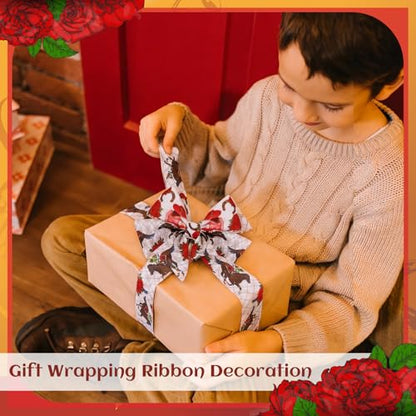 12 Rolls Horse Racing Wired Edge Ribbon for Wreaths Derby Day Decorations 2 Inch x 30 Yards Rose Horse Horseshoe Print Ribbon Run for the Roses Crafts for Party Decorative Supplies 12 Styles (12 Count)