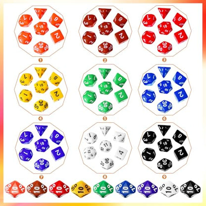 105 Pcs Dice Sets Bulk with Drawstring Bag Polyhedral Dice Sets Multi Role Playing Table Game D4 D6 D8 D10 D% D12 D20 (105 Count)