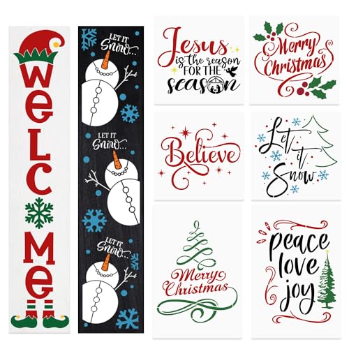 Christmas Stencils for Crafts Reusable Let It Snow Stencil for Porch Signs (12 Count)