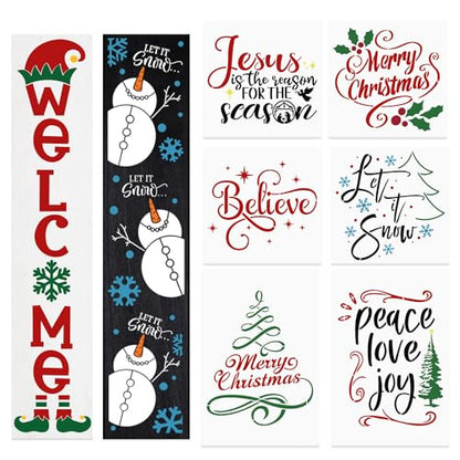 Christmas Stencils for Crafts Reusable Let It Snow Stencil for Porch Signs (12 Count)