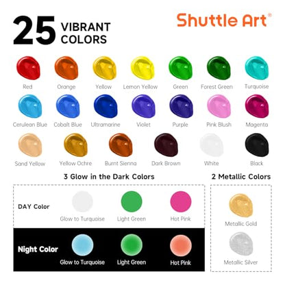 25 Colors Outdoor Acrylic Paint Set (50 Fl Oz)