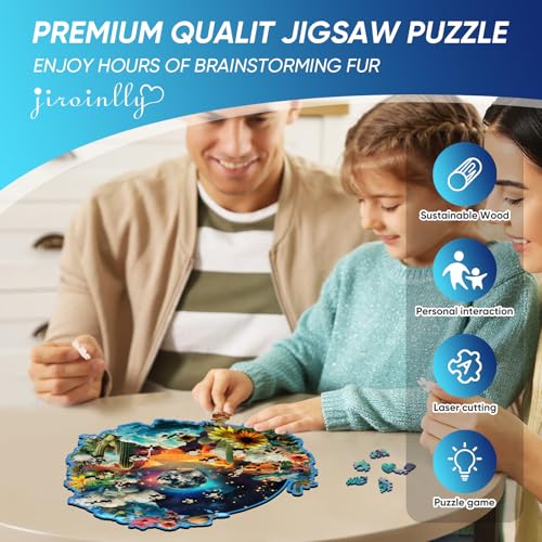 Wooden Puzzles for Adult 600 Pieces Plant Planet Jigsaw Puzzle 16.4x17.2 in (600 Count)