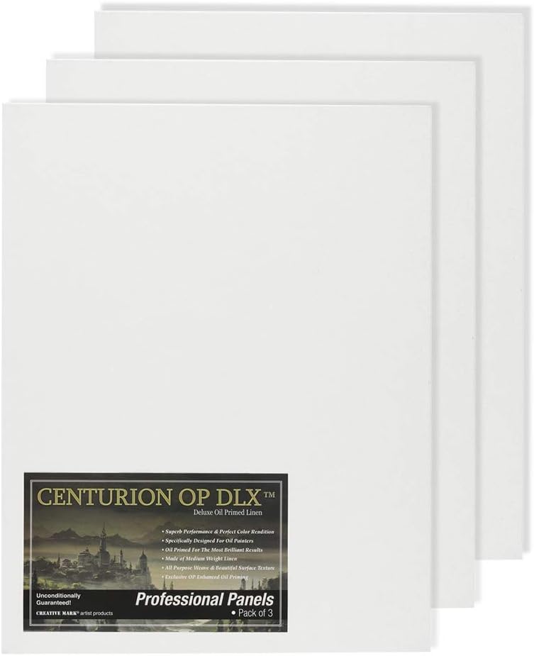 Centurion Deluxe Professional Oil Primed Linen Canvas Panels - 18x24-3 Pack of Linen Canvases for Painting, Artwork and More