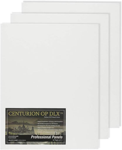 Centurion Deluxe Professional Oil Primed Linen Canvas Panels - 16x16-3 Pack of Linen Canvases for Painting, Artwork and More