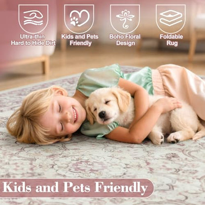 Vintage Floral Rugs for Bedroom Girls (34.55 Sq Ft)