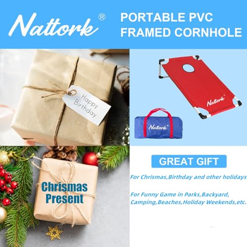 Portable Cornhole Set 3'x2' PVC Framed Cornhole Toss Game Set with 8 Bean Bags and Travel Carrying Case for Yard Outdoor Game Events