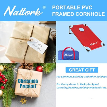 Portable Cornhole Set 3'x2' PVC Framed Cornhole Toss Game Set with 8 Bean Bags and Travel Carrying Case for Yard Outdoor Game Events