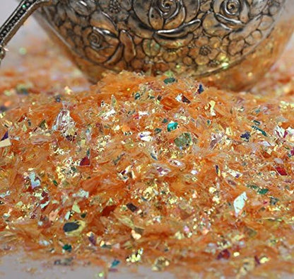 Golden Orange Iridescent Ice Flakes Glitter Flakes for Nail Art
