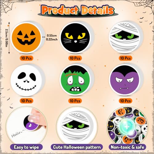 Halloween Character Mini Erasers for Kids Students Bulk Party Favors (60 Count)