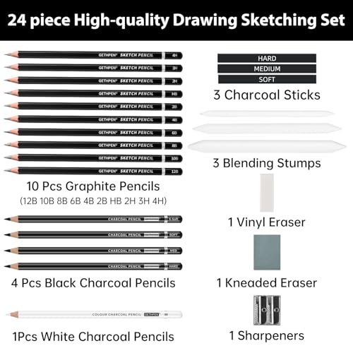 Drawing Sketching Pencil Set (24 Count)