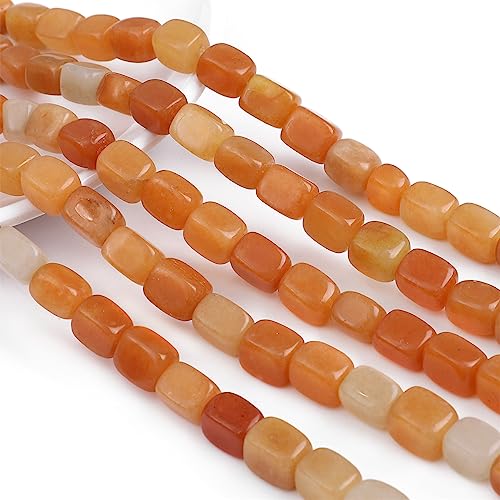Natural Red Aventurine Cuboid Stone Loose Semi Gemstone Beads for Jewelry Making 8mmx12mm 38cm (33 Count)