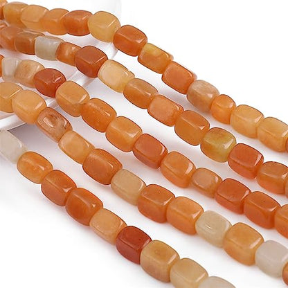 Natural Red Aventurine Cuboid Stone Loose Semi Gemstone Beads for Jewelry Making 8mmx12mm 38cm (33 Count)