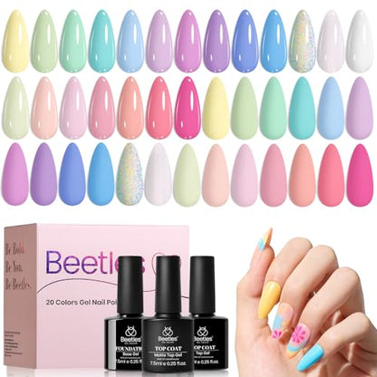 Beetles 20 Colors Gel Nail Polish Set with Base Glossy and Matte Top Coat