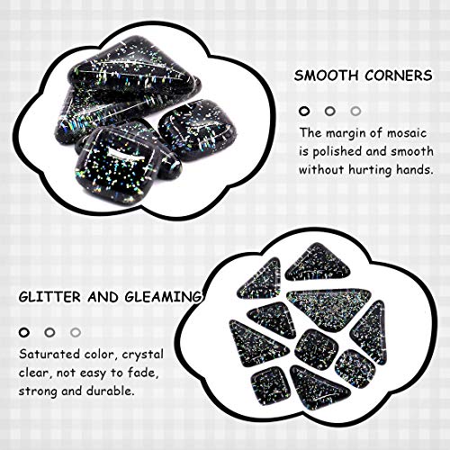 1 Pound Black Shine Crystal Series Mosaic Tiles Assortment Kit (15.87 Ounce)