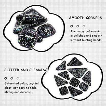 1 Pound Black Shine Crystal Series Mosaic Tiles Assortment Kit (15.87 Ounce)