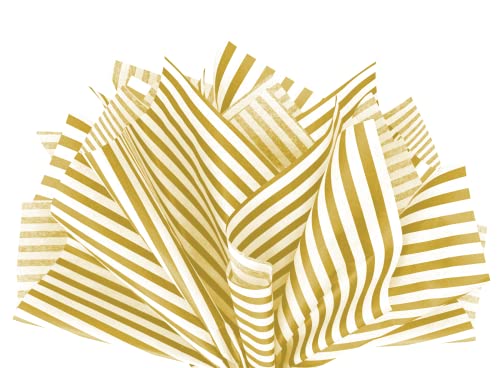 Metallic Gold Pin Stripe Print Gift Wrap Tissue Paper Size (100 Count)