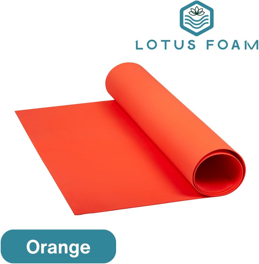LotusFoam Large 3mm EVA Foam Sheet - 44"x 85" High Density Foam 130 kg/m3 for Cosplay, Costumes, Crafts, Flooring, Outdoor Use - 35 Colors (Orange) - Orange - Crafty Corner