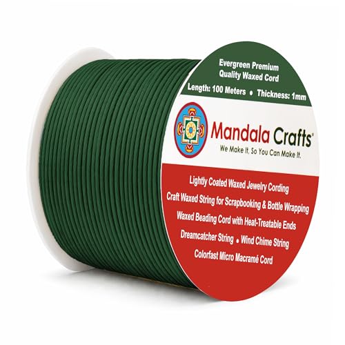 1mm Evergreen Cotton Waxed Cord for Jewelry Making (327 Foot)