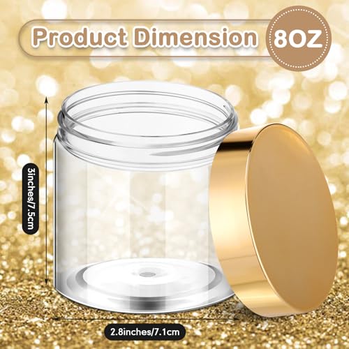 12 Pack 8 oz Plastic Container Jars with Lids Round Clear Travel Cosmetic Container Slime Jars for Toiletries (12 Count)