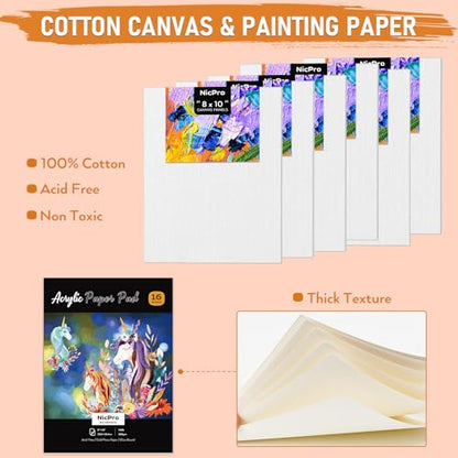68PCS Acrylic Paint Canvas Set for Adults with 24 Paint for Beginner
