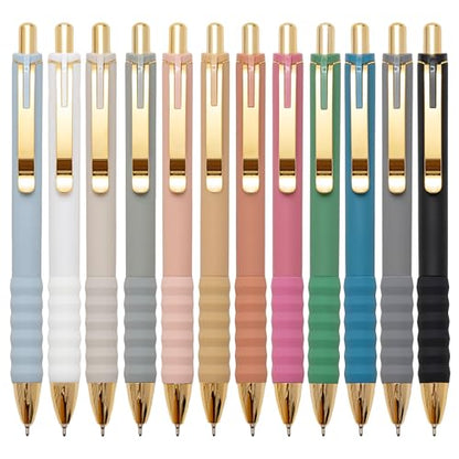 Ballpoint Pens Black Medium Point 1mm with Super Soft Grip Ball Point Pen for Men Women Retractable (12 Count)