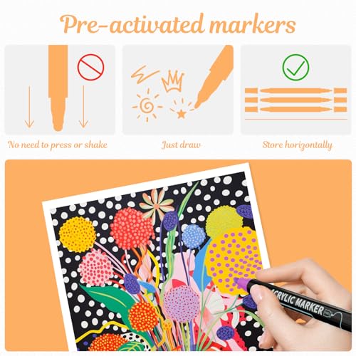 120 Colors Precision Dual Tip Acrylic Paint Markers Pens (120 Count)
