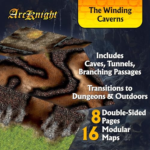 The Winding Caverns Roleplaying Battlemaps; 16 Modular RPG Maps in 8 Double