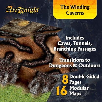 The Winding Caverns Roleplaying Battlemaps; 16 Modular RPG Maps in 8 Double