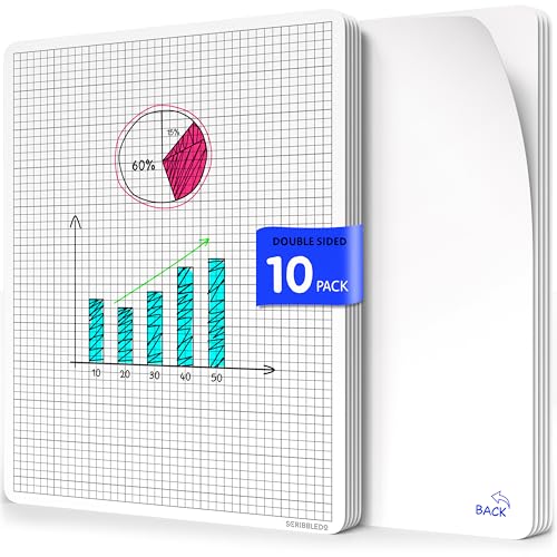 Small Grid Dry Erase Sheets 9”x12” Math Practice Small White Board Sheets Math Manipulatives Quad Graph Whiteboard Sheets Math Supplies Homeschool Teacher Students Classroom Pack of 10 (10 Count)