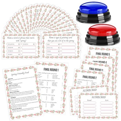 Spring Friendly Feud Game with 2 Answer Buzzers for Party Office (30 Count)