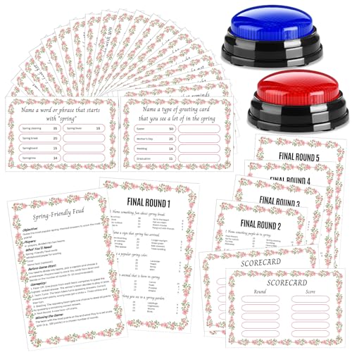 Spring Friendly Feud Game with 2 Answer Buzzers for Party Office (30 Count)