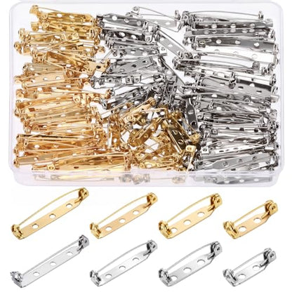 150 Pcs Brooch Pin Backs Bar Pins Backs for Crafts Safety Clasp with Plastic Box (150 Count)