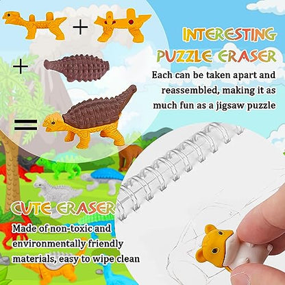 130Pcs Animal Erasers Kids Desk Pets Pencil Erasers 3D Puzzle Bulk Mini Animal Food Eraser Toys Fun Cute Eraser for Classroom Rewards (130 Count)