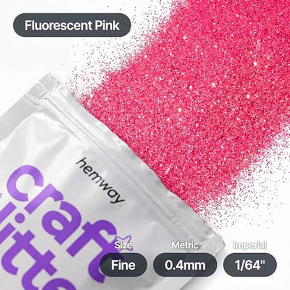 Craft Glitter Fluorescent Pink 100g Fine Glitter (3.53 Ounce)
