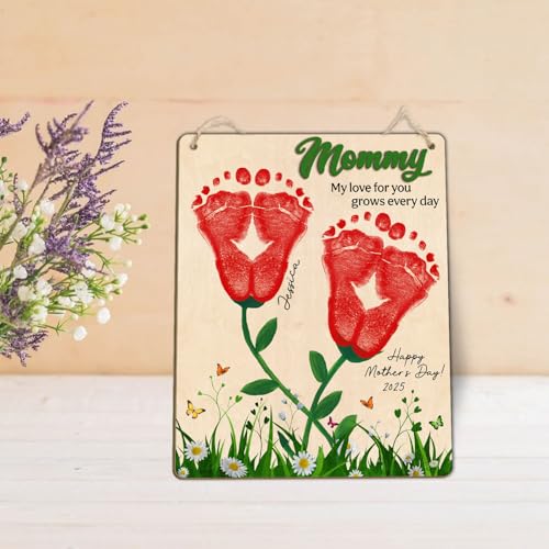 DIY Custom Baby Footprint Flowers Art Craft Gifts for Mom