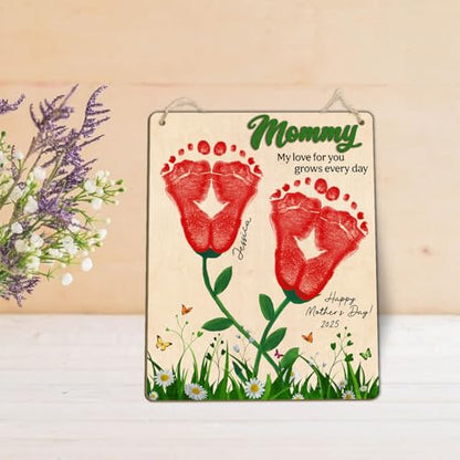 DIY Custom Baby Footprint Flowers Art Craft Gifts for Mom