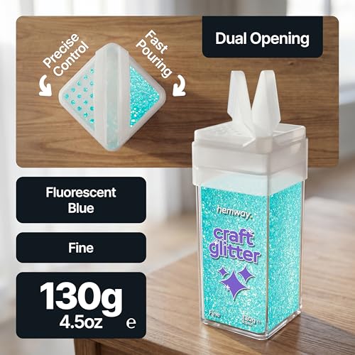 Craft Glitter Shaker Fluorescent Blue 130g Fine (4.6 Ounce)
