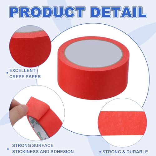 Masking Tape 1.8 Inch x 21 Yard Painter's Tape Red Paint Tapes for DIY Crafts Arts Drawing Decoration Labeling Car Painting Artist Teachers