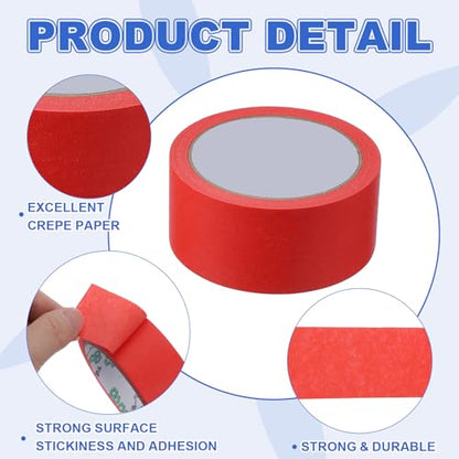 Masking Tape 1.8 Inch x 21 Yard Painter's Tape Red Paint Tapes for DIY Crafts Arts Drawing Decoration Labeling Car Painting Artist Teachers