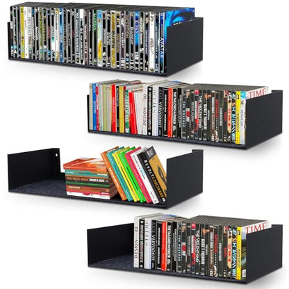 U Shape Floating Shelves Wall Mount Metal Bookshelf CD DVD Storage Display Shelves (4 Count)