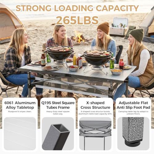 Oversized 53.5" Camping Table with Storage