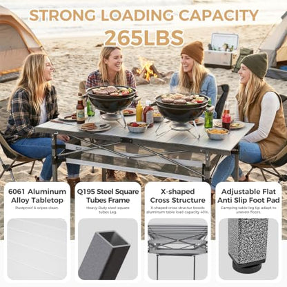 Oversized 53.5" Camping Table with Storage