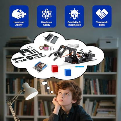 4DOF Robotic Arm Kit for Kids Compatible with Arduino IDE