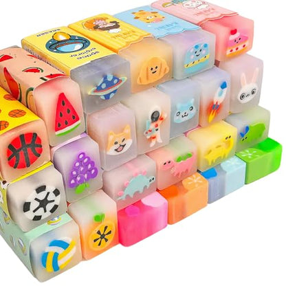 23PCS Big Fun Cute Animal Fruit Pencil Erasers for Kids Bulk (23 Count)