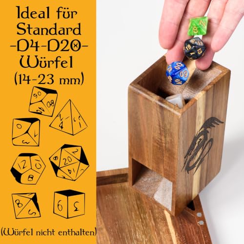 Wooden Magnetic Dice Tower with Tray