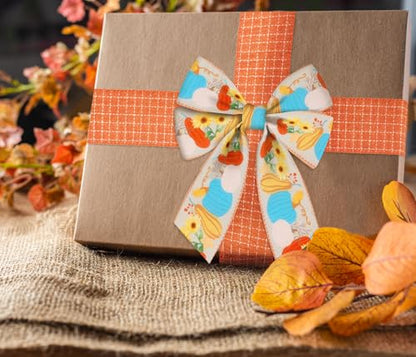 2 Rolls Fall Pumpkins Leaves Ribbons for Bows