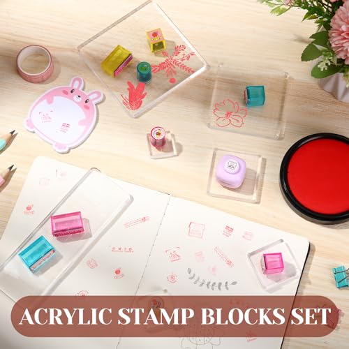 7 Pcs Acrylic Stamp Blocks Set with Grid Lines